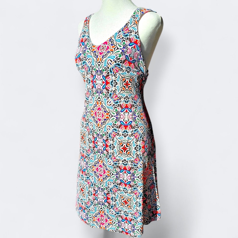 🟢Cynthia Rowley Gathered-Knot Racerback Body Contoured A-line Midi Dress Medium